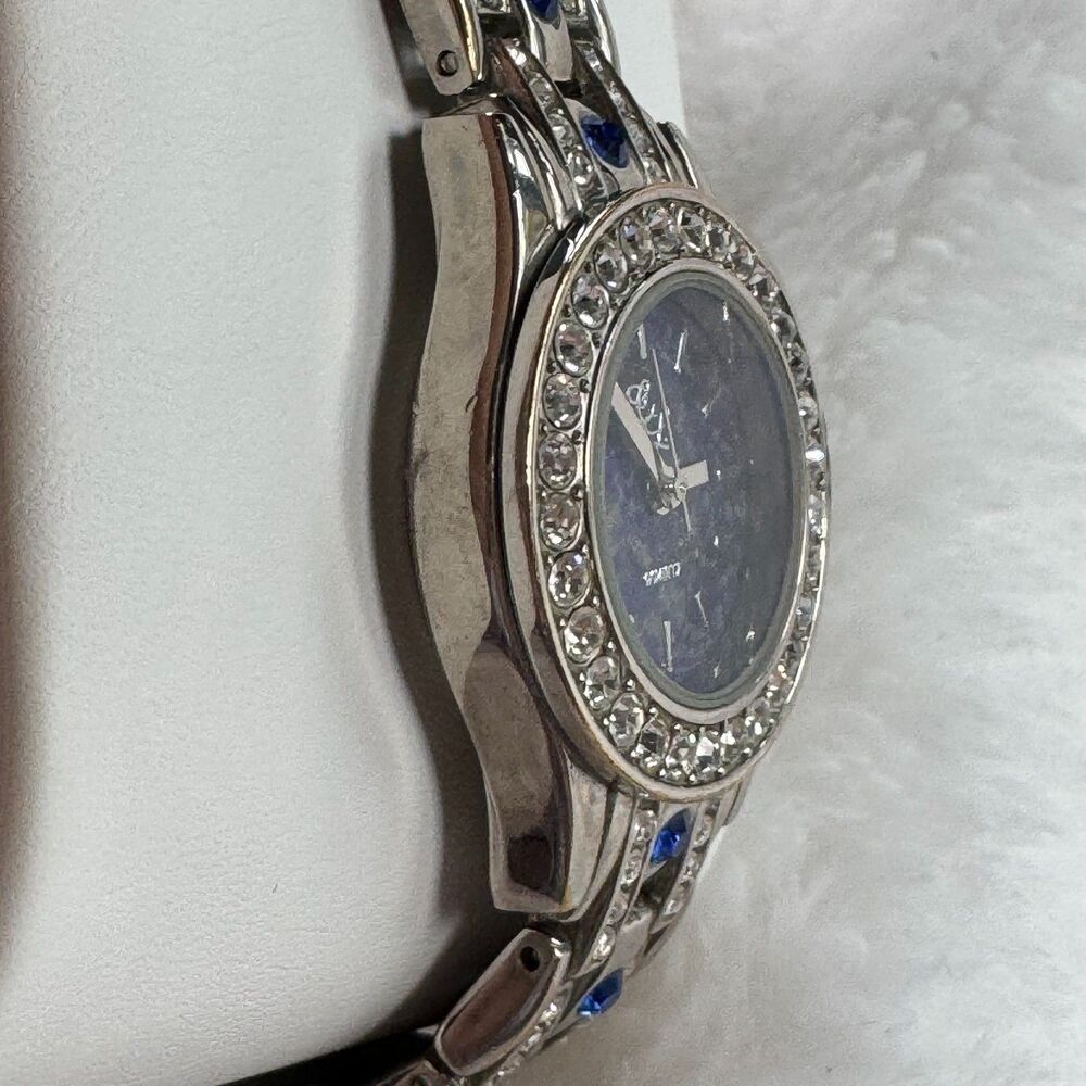 Glam Sapphire Blue Rhinestone Bracelet Watch Lapis Y2K  Style HSN Colleen Lopez - Picture 6 of 16